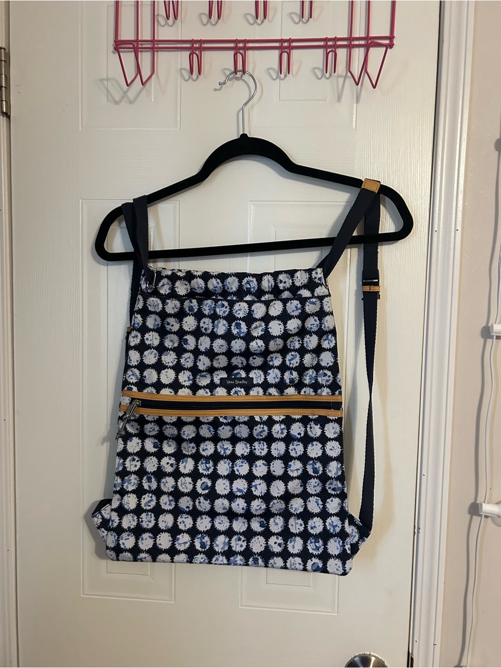 Vera Bradley Navy pattern Drawstring Backpack - Picture 2 of 6